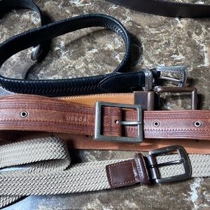Leather belts belt bundle of 3 + stretch belt tan men’s fossil